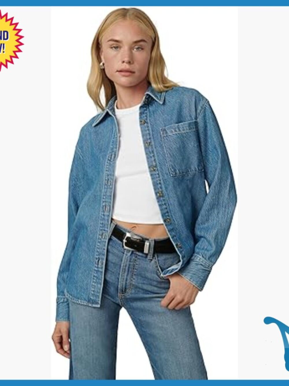 Classic Denim Button Down Shirt Regular Fit Lightweight Layering